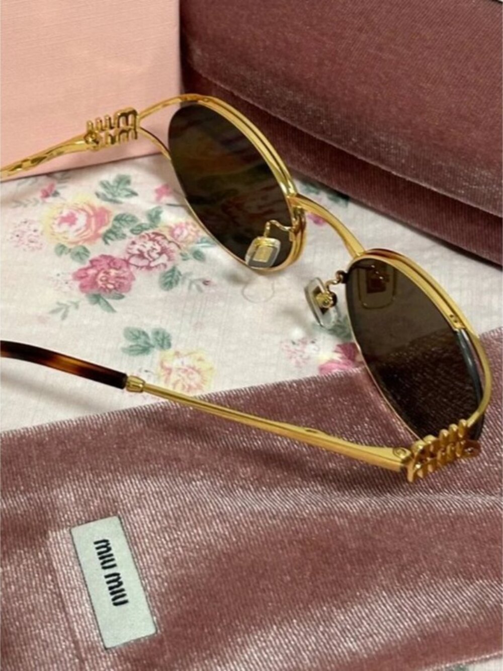 Miu Miu Oval Gold Frame Sunglasses - Picture 7 of 7